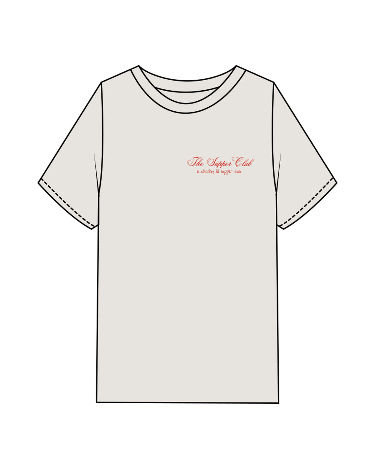 The Womens Heavyweight Tee - Washed Bone - The Supper Club - Left Chest Stacked & Back Stacked Chairs - Printed - Full Color