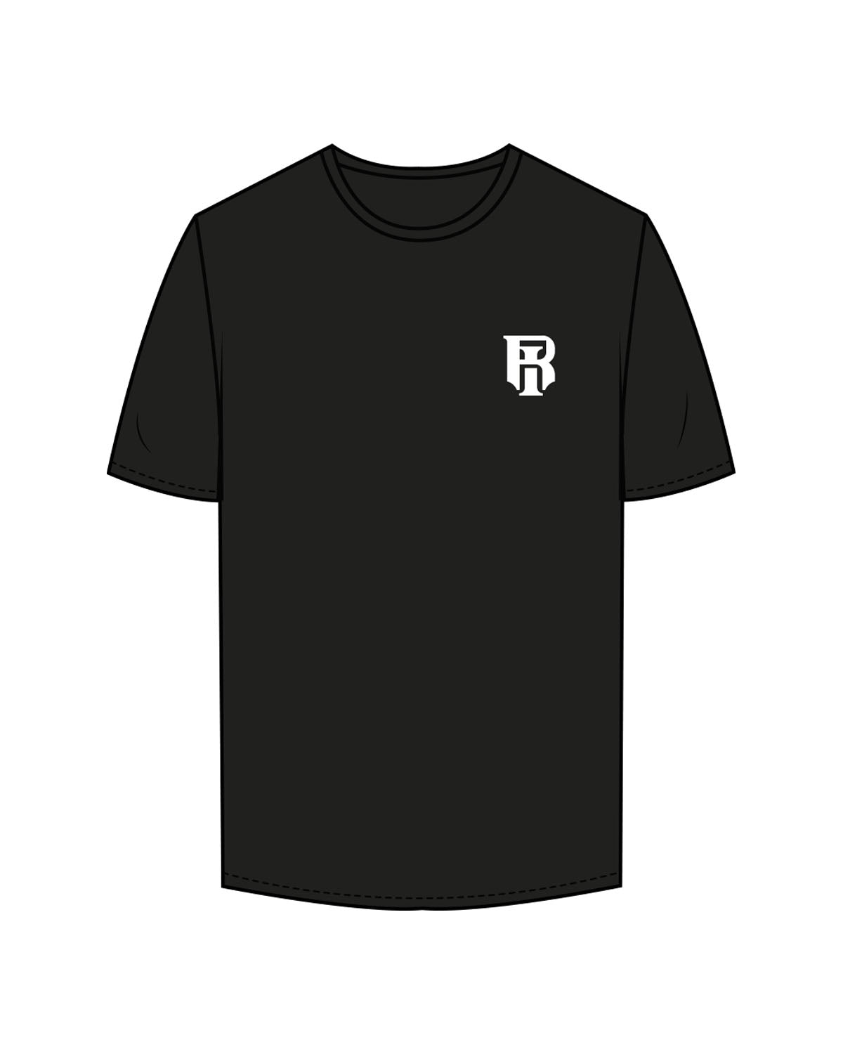 The Mens Tee - Black - IR Fit - Left Chest & Back Round - Printed - White