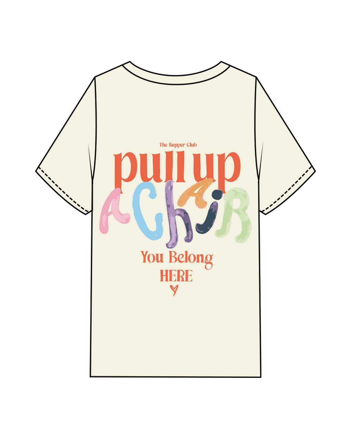 The Womens Heavyweight Tee - Butter - The Supper Club - Left Chest Stacked & Back Stacked - Printed - Full Color
