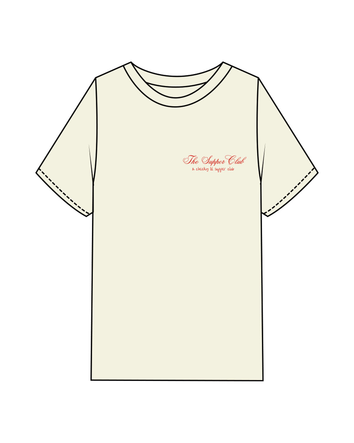 The Womens Heavyweight Tee - Butter - The Supper Club - Left Chest Stacked & Back Stacked - Printed - Full Color