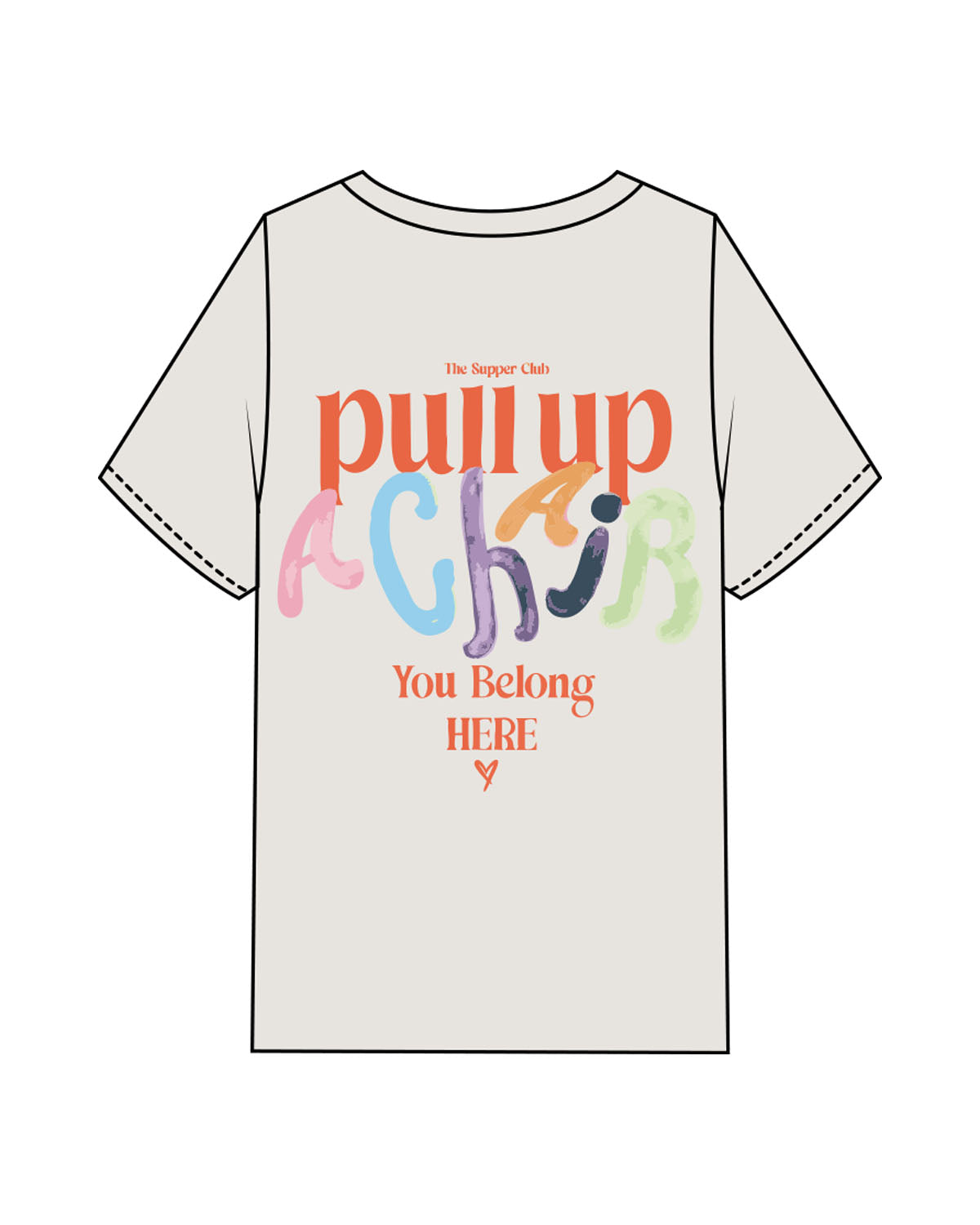 The Womens Heavyweight Tee - Washed Bone - The Supper Club - Left Chest Stacked & Back Stacked - Printed - Full Color