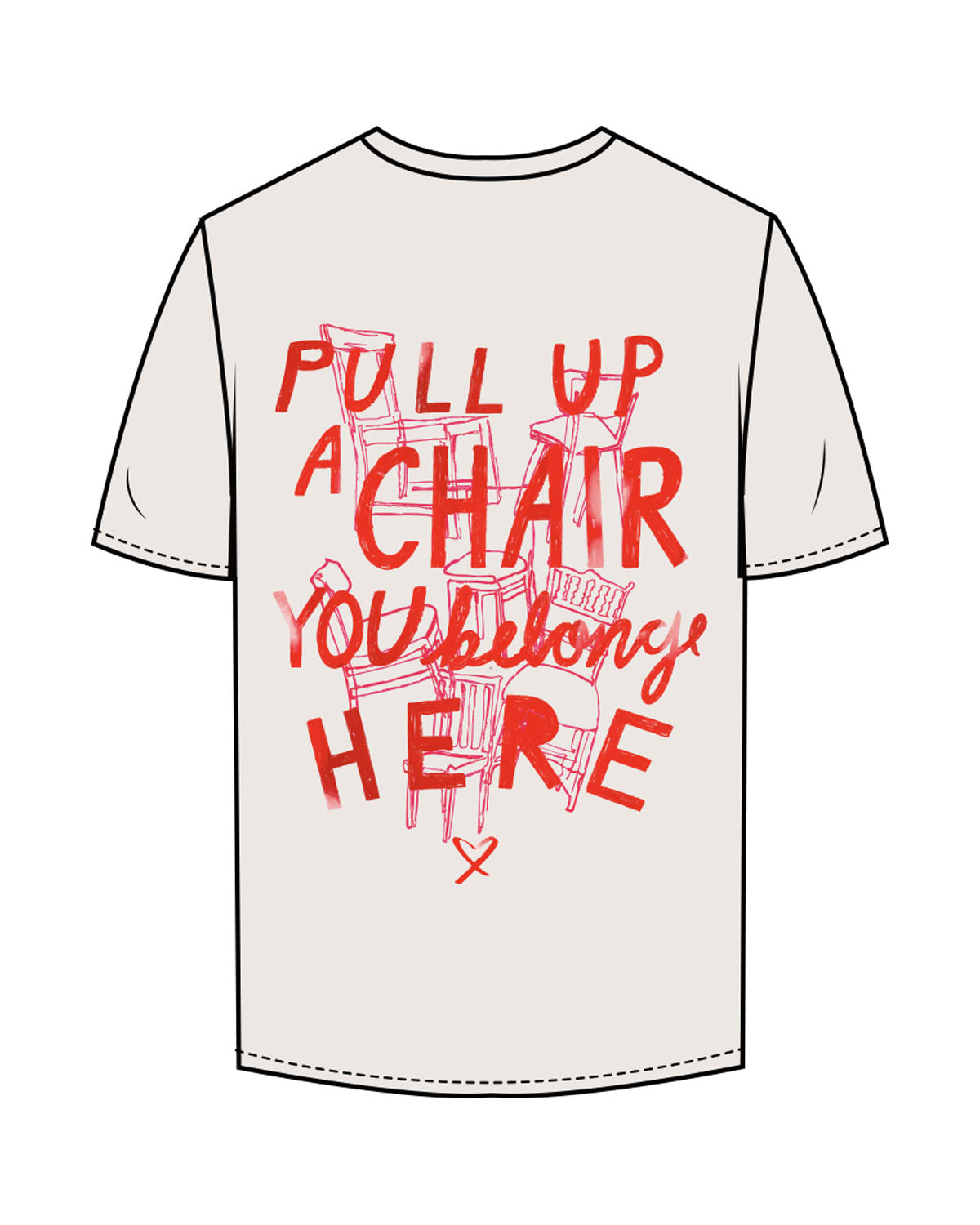 The Mens Tee - Bone - The Supper Club - Left Chest Stacked & Back Stacked Chairs - Printed - Full Color