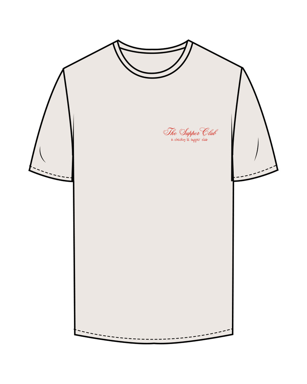 The Mens Tee - Bone - The Supper Club - Left Chest Stacked & Back Stacked - Printed - Full Color