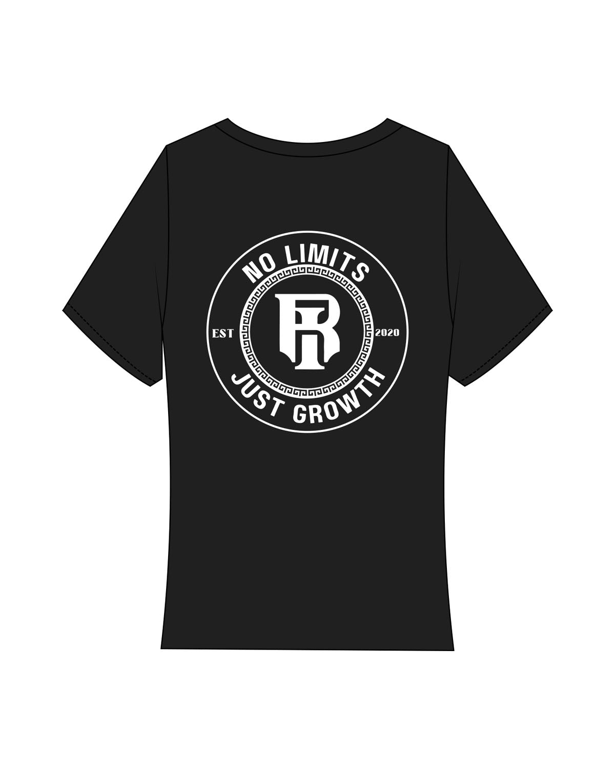 The Baby Tee - Black - IR Fit - Left Chest & Back Round - Printed - White