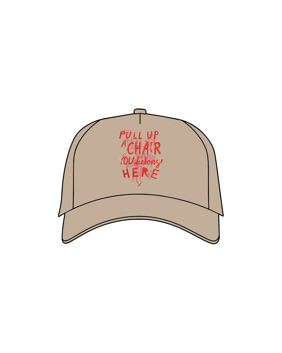 The Trucker Hat - Sand - The Supper Club - Center Crown Stacked Chairs - Embroidered - Full Color
