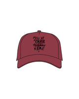 The Trucker Hat - Cranberry - The Supper Club - Center Crown Stacked Chairs - Embroidered - Full Color