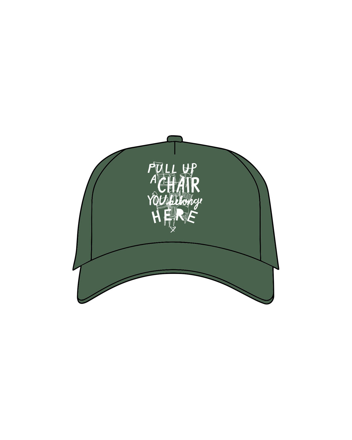 The Trucker Hat - Evergreen - The Supper Club -  Center Crown Stacked Chairs - Embroidered - Full Colored