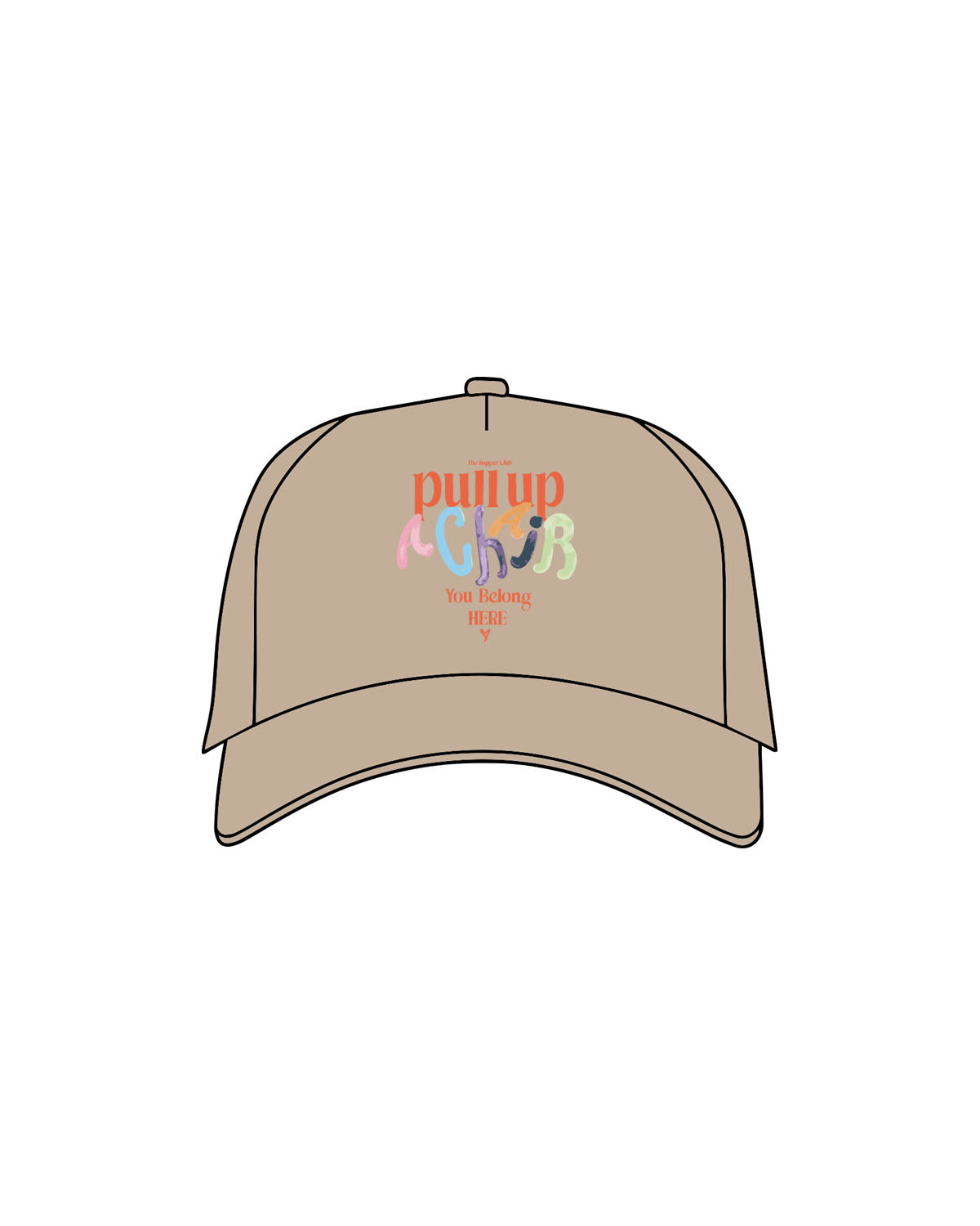 The Trucker Hat - Sand - The Supper Club - Center Crown Stacked - Embroidered - Full Color