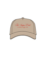 The Trucker Hat - Sand - The Supper Club - Center Crown Script Stacked - Embroidered - Red