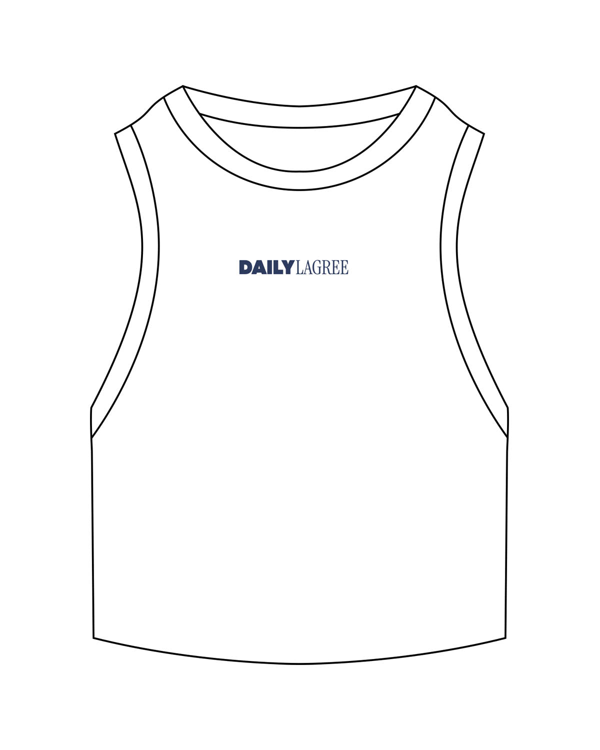 The Ribbed Crop Tank - White - Daily Lagree - Center Chest - Embroidered - Navy