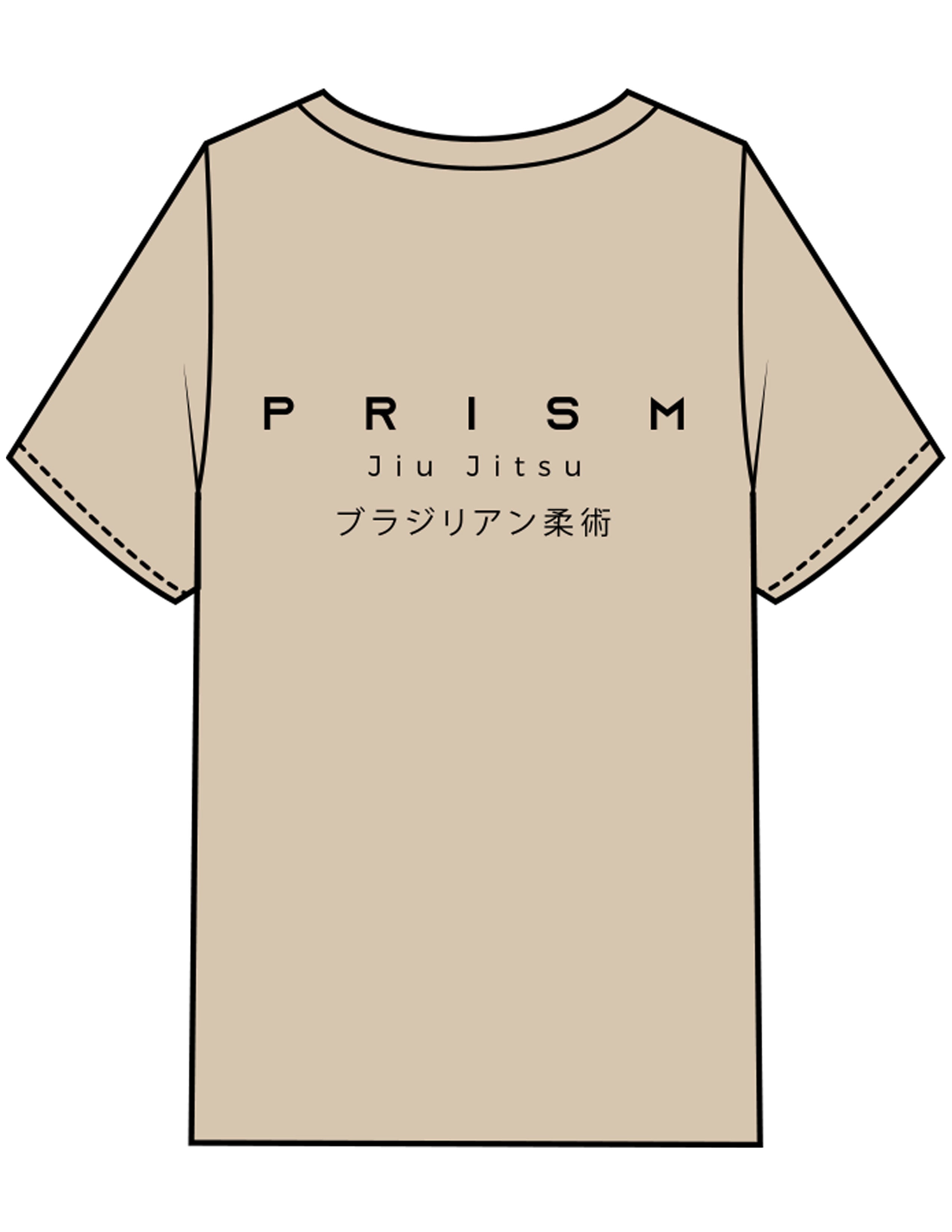 The Mens Heavyweight Tee - Washed Khaki - Prism Jiu Jitsu - Left Chest & Back Stacked - Printed - Black
