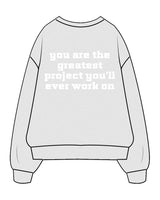 The Mens Crewneck - White Heather - Lagree Fit Studio - Center Chest Stacked - Back Center Stacked - Printed - White