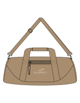 The Gym Duffel - Tan - XPLOREFIT - Center Body Stacked - Printed - Tan