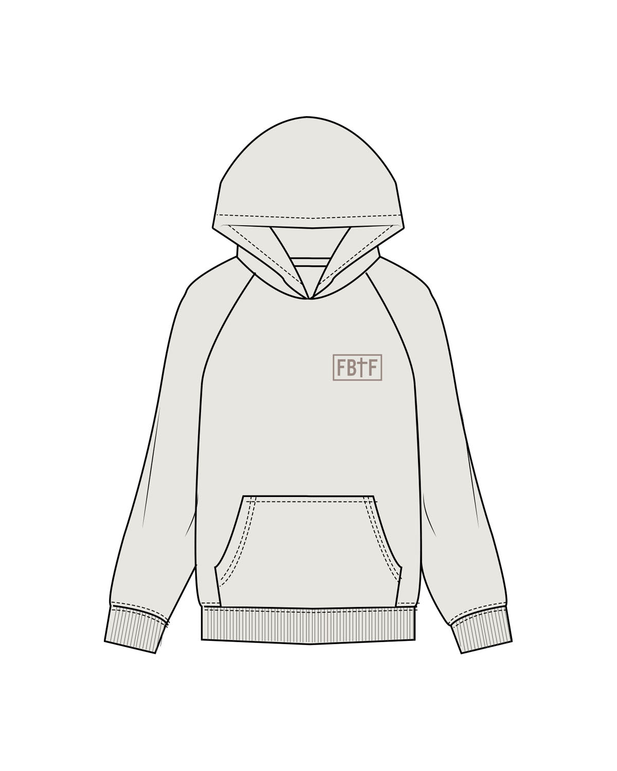 The Mens Hoodie - Washed Bone - Fed By The Fruit - Left Chest & Back Stacked - Printed - Latte