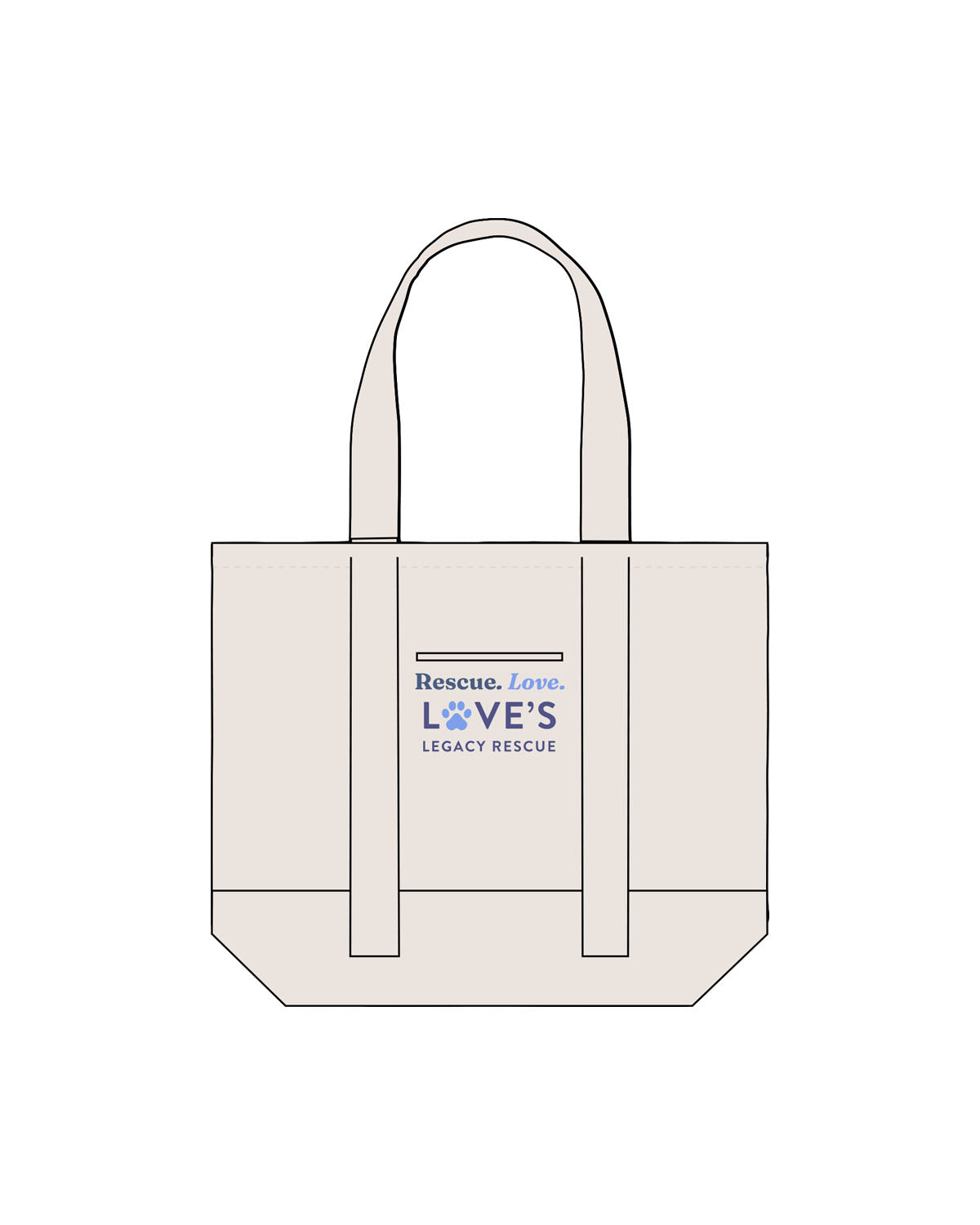 The Contrast Tote Bag - Natural / Natural - LLR - Center - Printed - Full Color