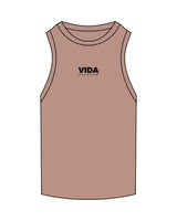 The Ribbed Full Length Tank - Clay - Vida Pilates - Center Chest - Embroidered - Black