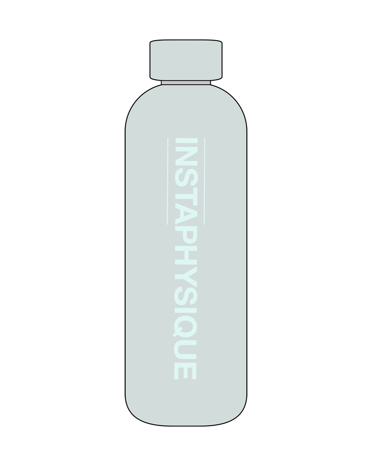 The Water Bottle - Mint - Instaphysiques- Center - Printed - Light Mint