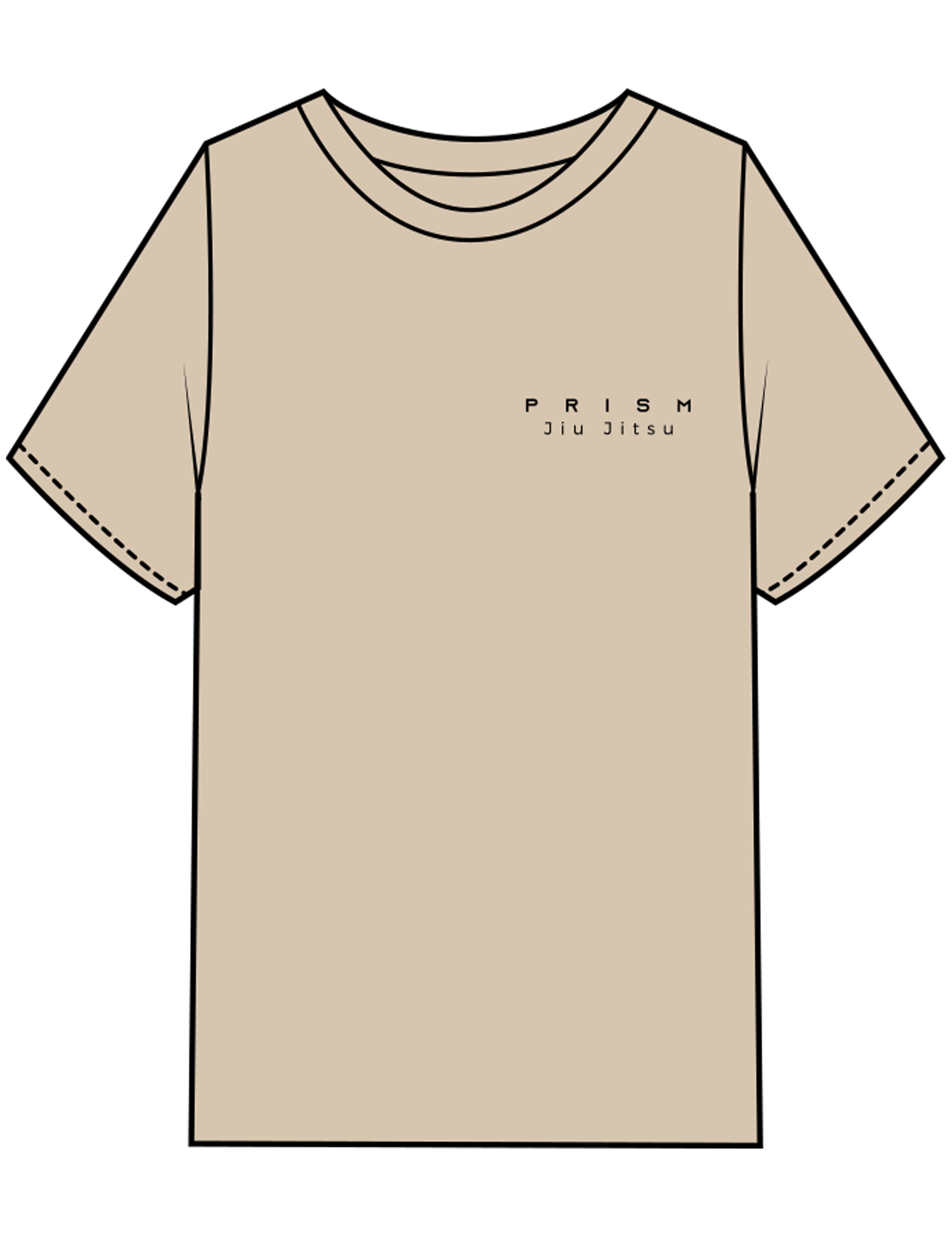The Mens Heavyweight Tee - Washed Khaki - Prism Jiu Jitsu - Left Chest & Back Stacked - Printed - Black