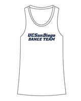 The Womens Full Length Tank - White - UCSD Dance - Center Chest Stacked - Printed - Navy