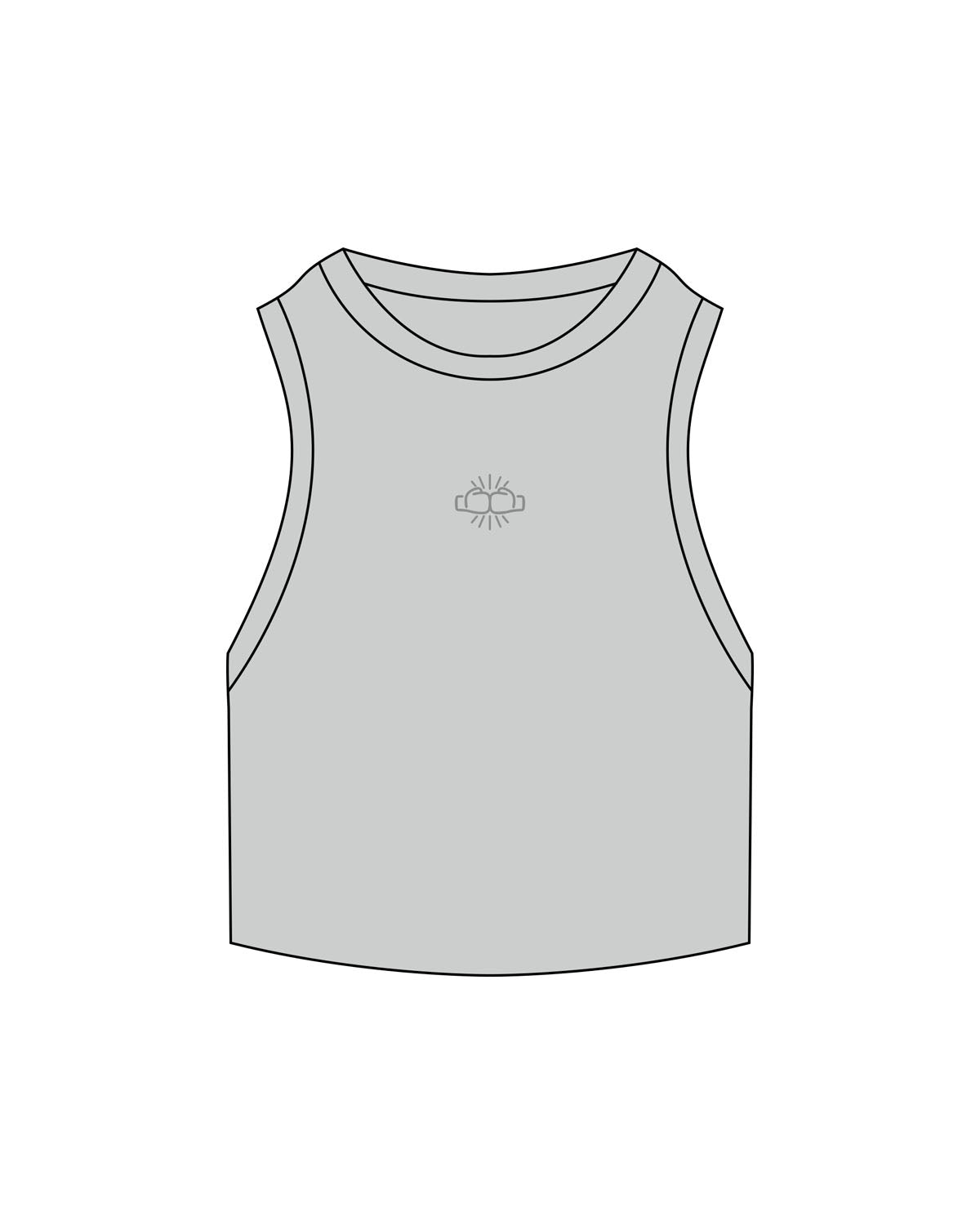 The Ribbed Crop Tank - Storm - Box Union - Center Chest - Embroidered - Tone on Tone