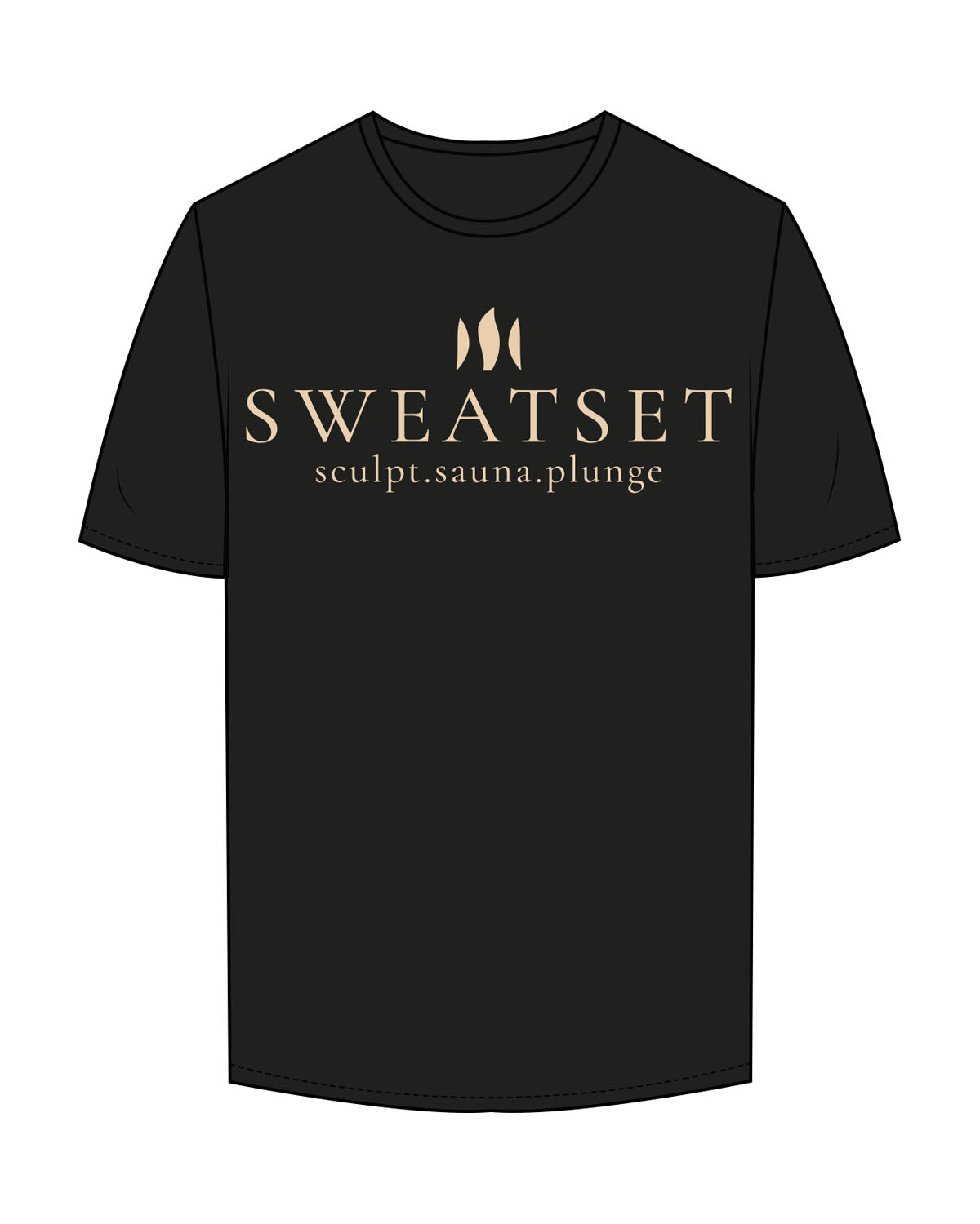 The Mens Tee - Black - Sweatset - Center Chest Stacked - Printed - Beige
