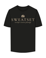 The Mens Tee - Black - Sweatset - Center Chest Stacked - Printed - Beige