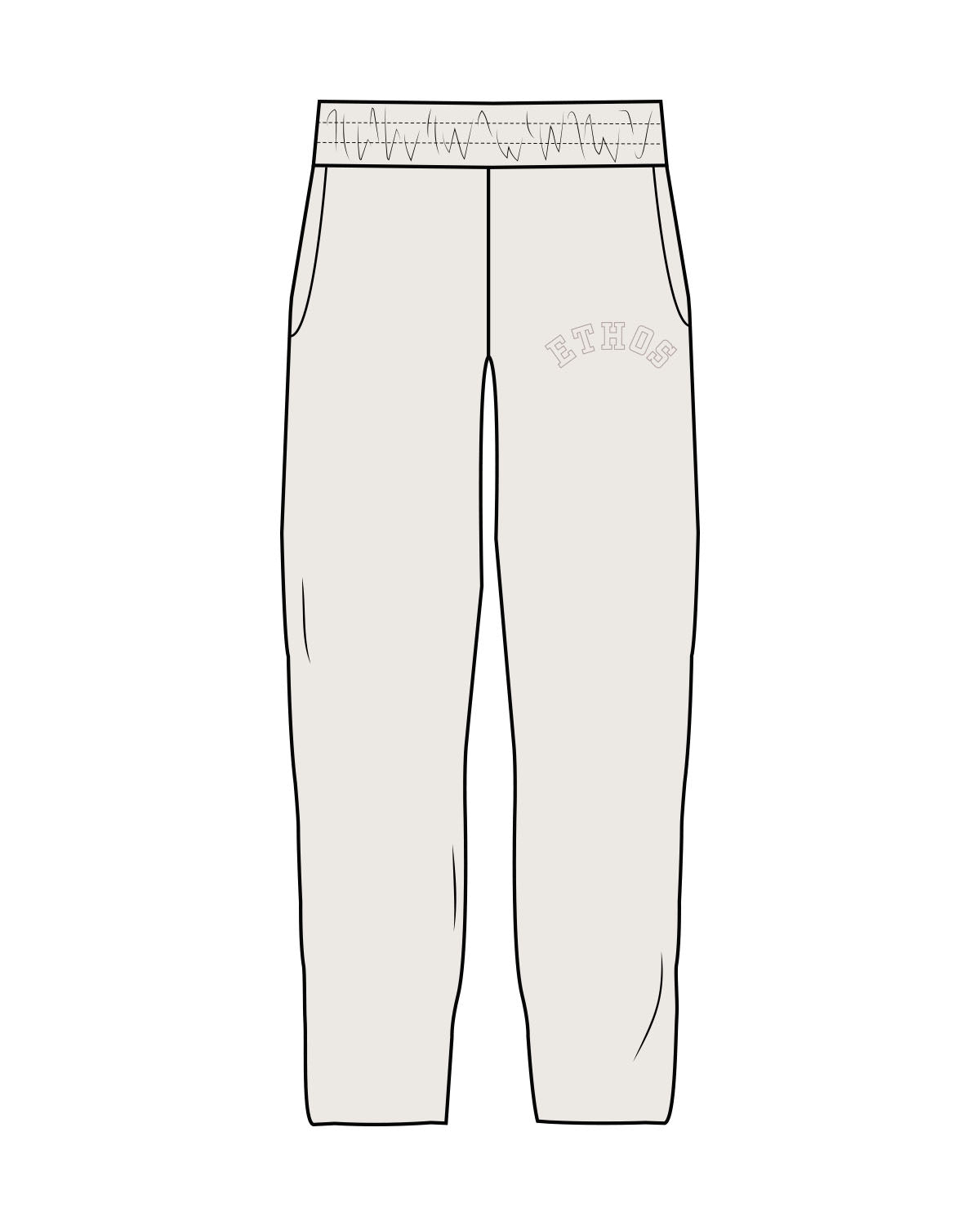 The Mens Straight Leg Sweatpants - Bone - TEAM ETHOS - Left Leg Arc - Tone on Tone