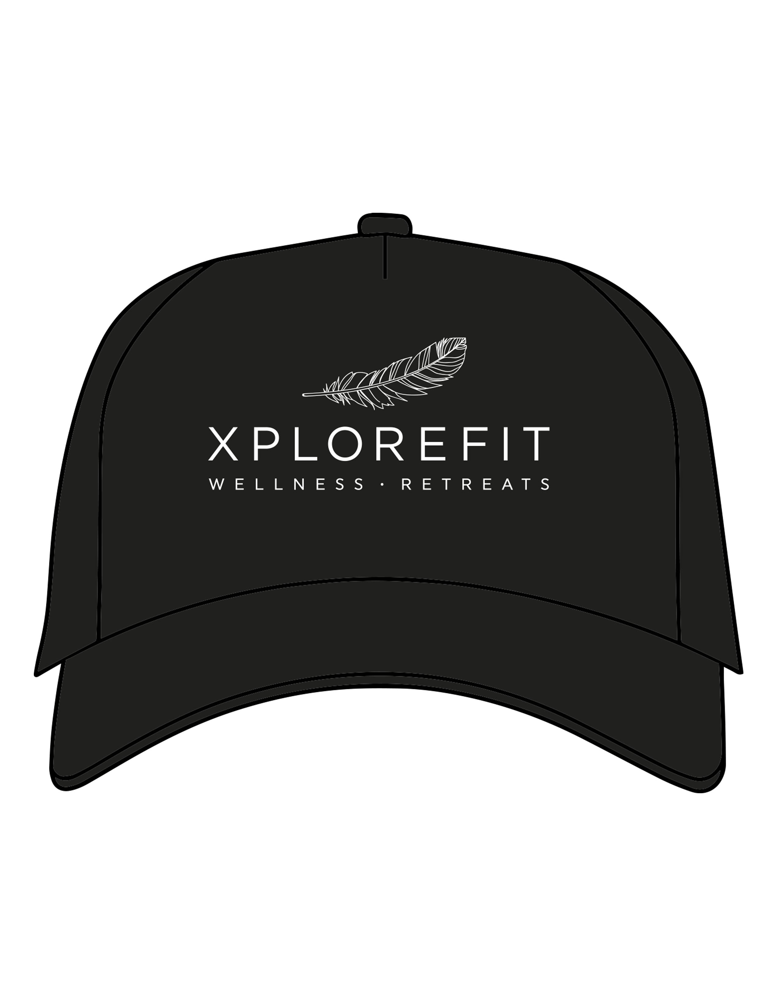 The Canvas Cap - Black - XPLOREFIT - Center Crown Stacked - Printed - White