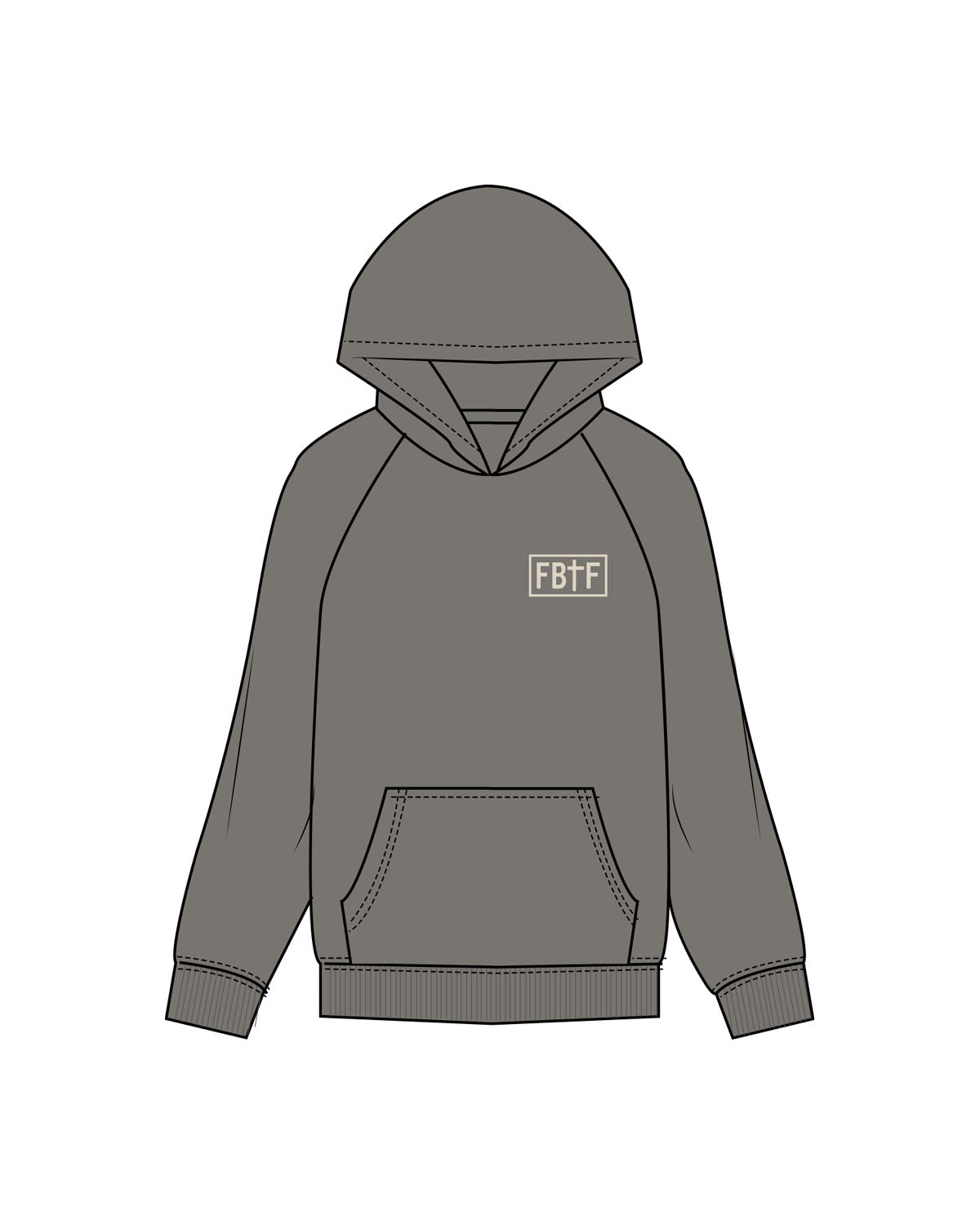 The Mens Hoodie - Washed Gray - Fed By The Fruit - Left Chest & Back Stacked - Printed - Off White