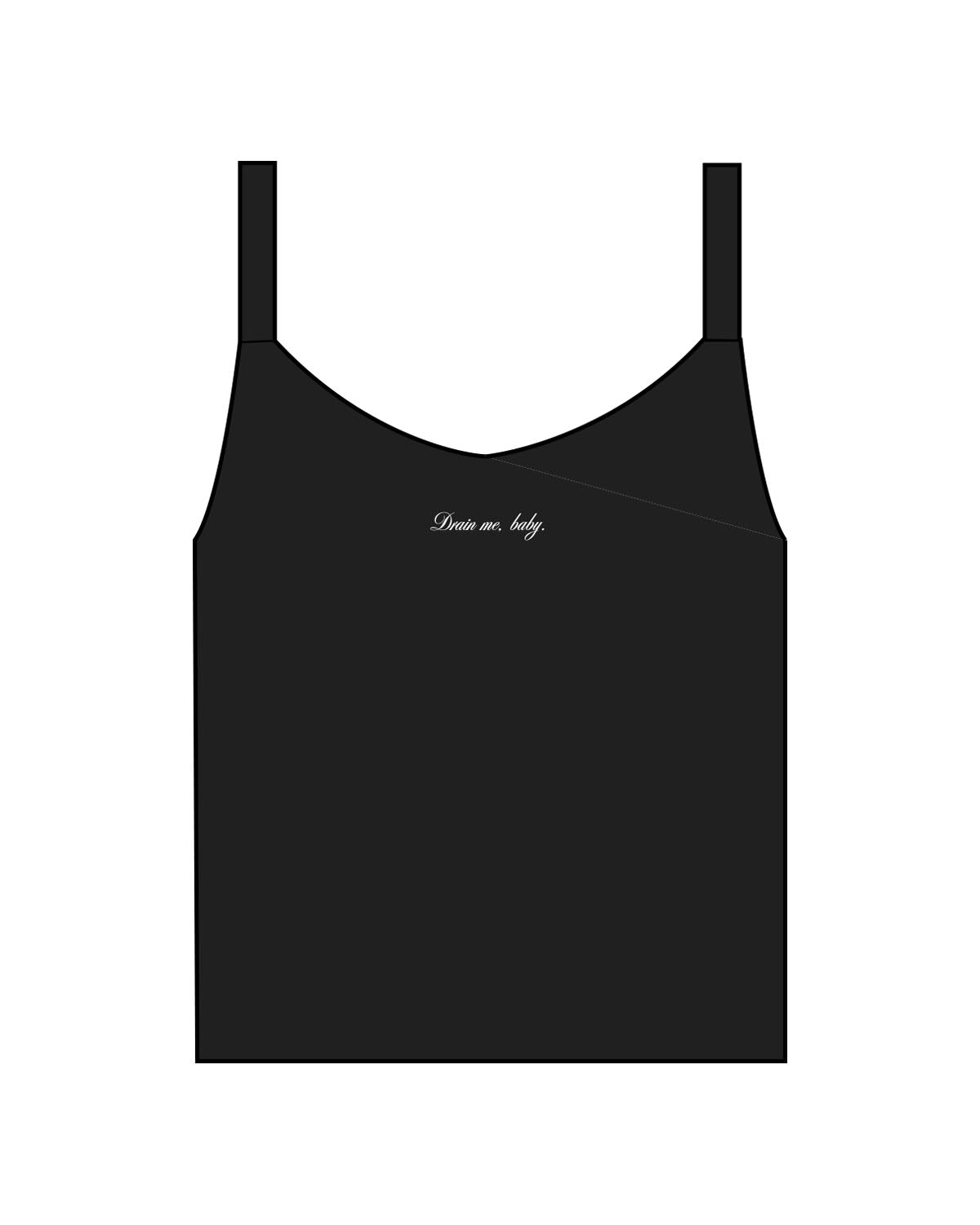 The Micro Rib Strappy Crop Tank - Black - Miss Lymph - Center chest - Printed - White