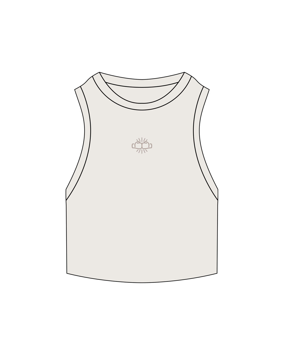 The Ribbed Crop Tank - Bone - Box Union - Center Chest - Embroidered - Tone on Tone