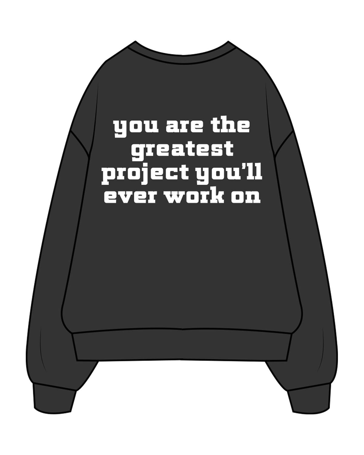 The Mens Crewneck - Washed Black - Lagree Fit Studio - Center Chest Stacked - Back Center Stacked - Printed - White
