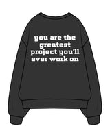 The Mens Crewneck - Washed Black - Lagree Fit Studio - Center Chest Stacked - Back Center Stacked - Printed - White