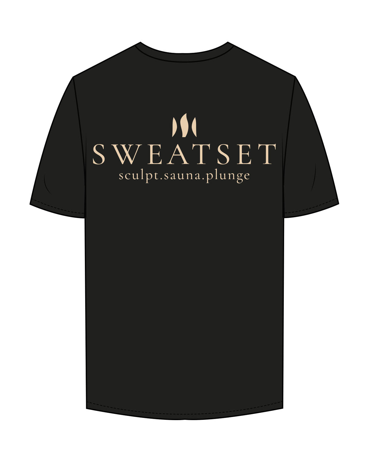 The Mens Tee - Black - Sweatset - Left Chest - Back Center - Printed - Beige