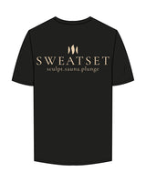 The Mens Tee - Black - Sweatset - Left Chest - Back Center - Printed - Beige