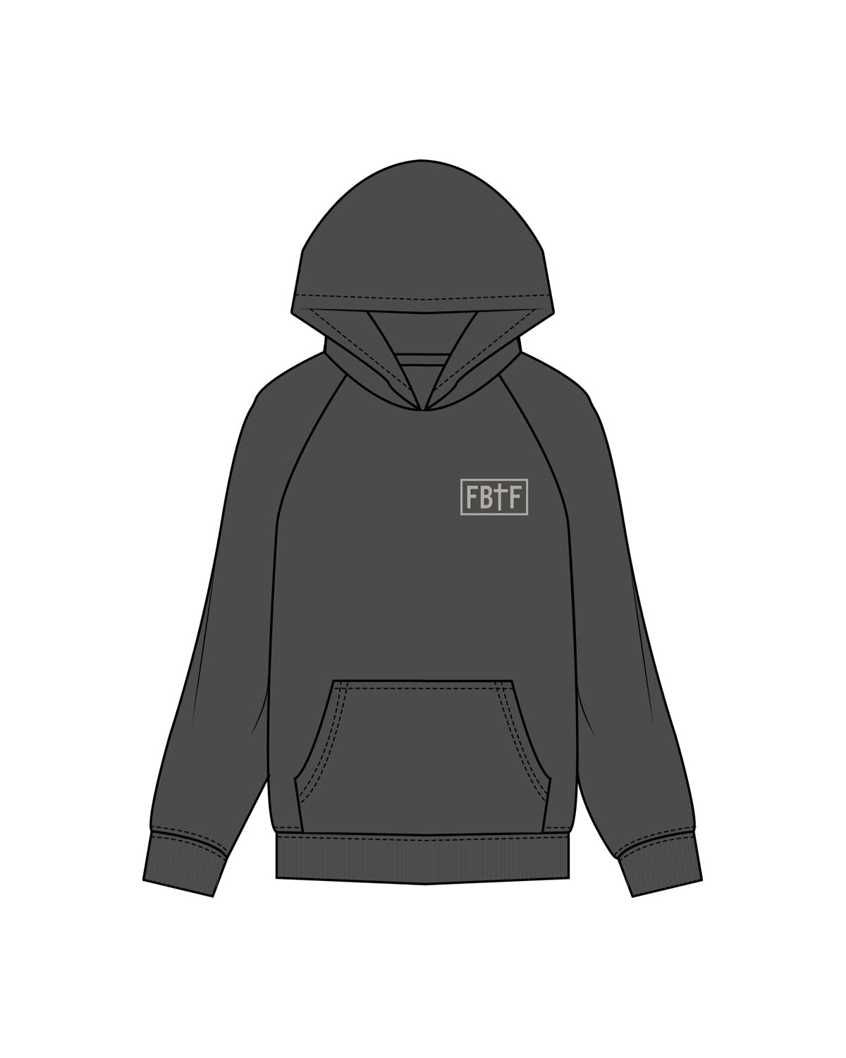 The Womens Hoodie - Washed Black - Fed By The Fruit - Left Chest - Printed - Washed Gray