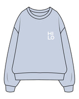 The Mens Crewneck - Powder - HiLo - Left Chest & Center Back Stacked - White Printed