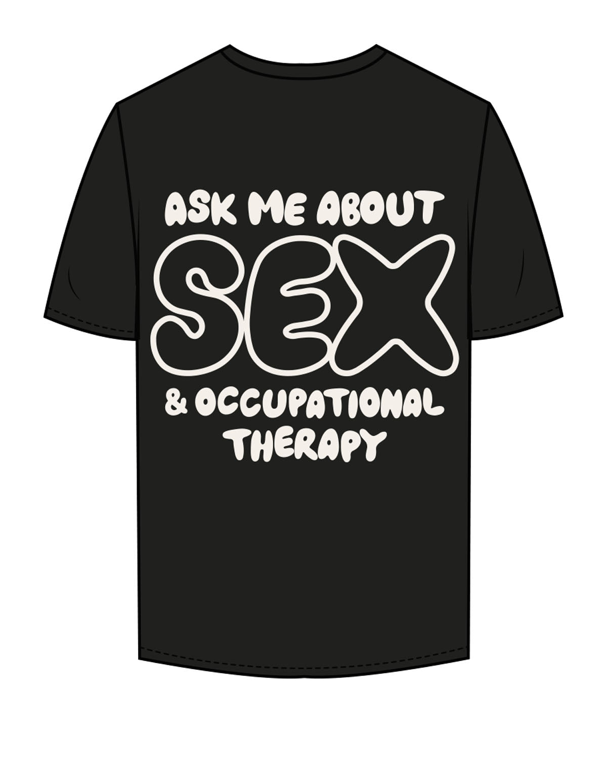 The Mens Tee - Black - Institute 4 Sex & Occupational -  Left Chest & Full Back - Cream - F4F1E9