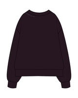 The Womens Heavyweight Crewneck - Plum - Core Crown Point - Front Left Neckline - Right Wrist - Back Right Neckline  - Printed - Light Plum