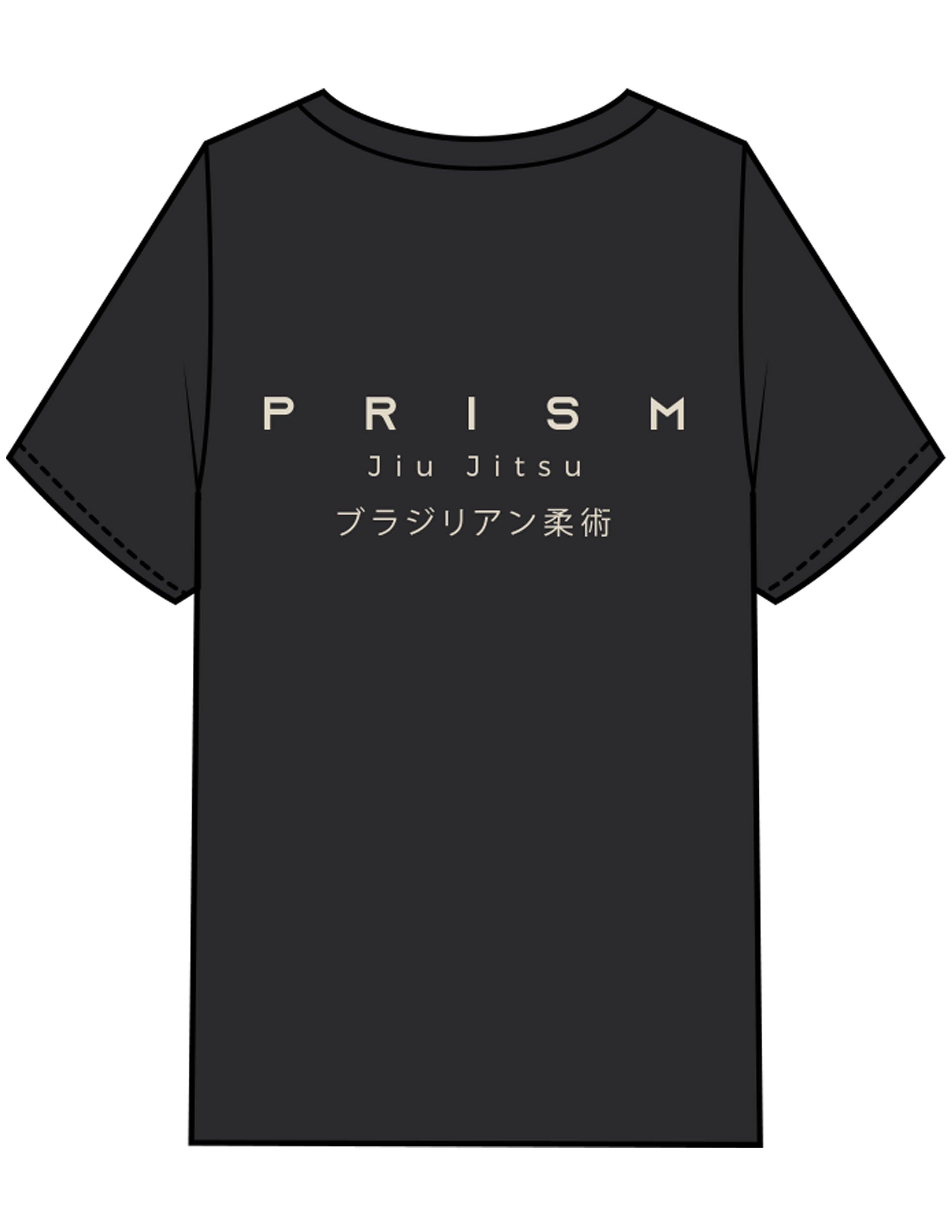 The Mens Heavyweight Tee - Black Stone - Prism Jiu Jitsu - Left Chest Stacked & Back Stacked - Printed - Bone