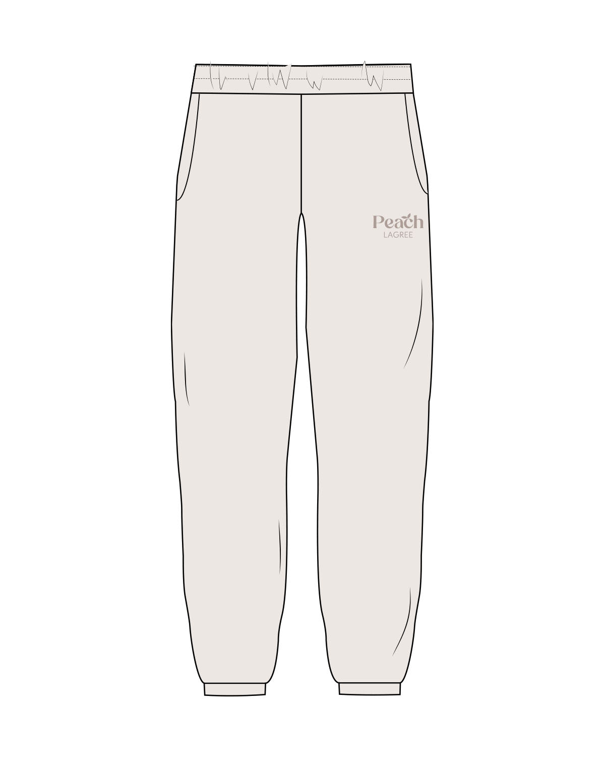 The Womens Sweatpants - Bone - Peach F.L - Left Leg - Embroidered - Tone on Tone