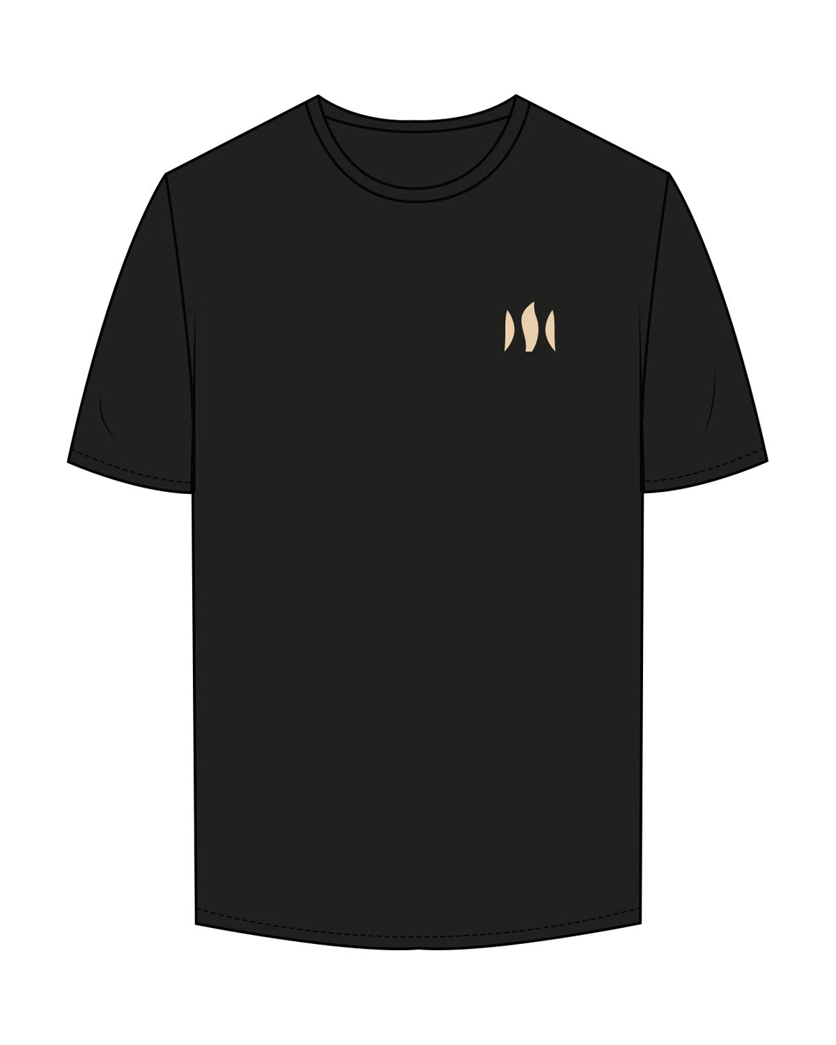 The Mens Tee - Black - Sweatset - Left Chest - Back Center - Printed - Beige