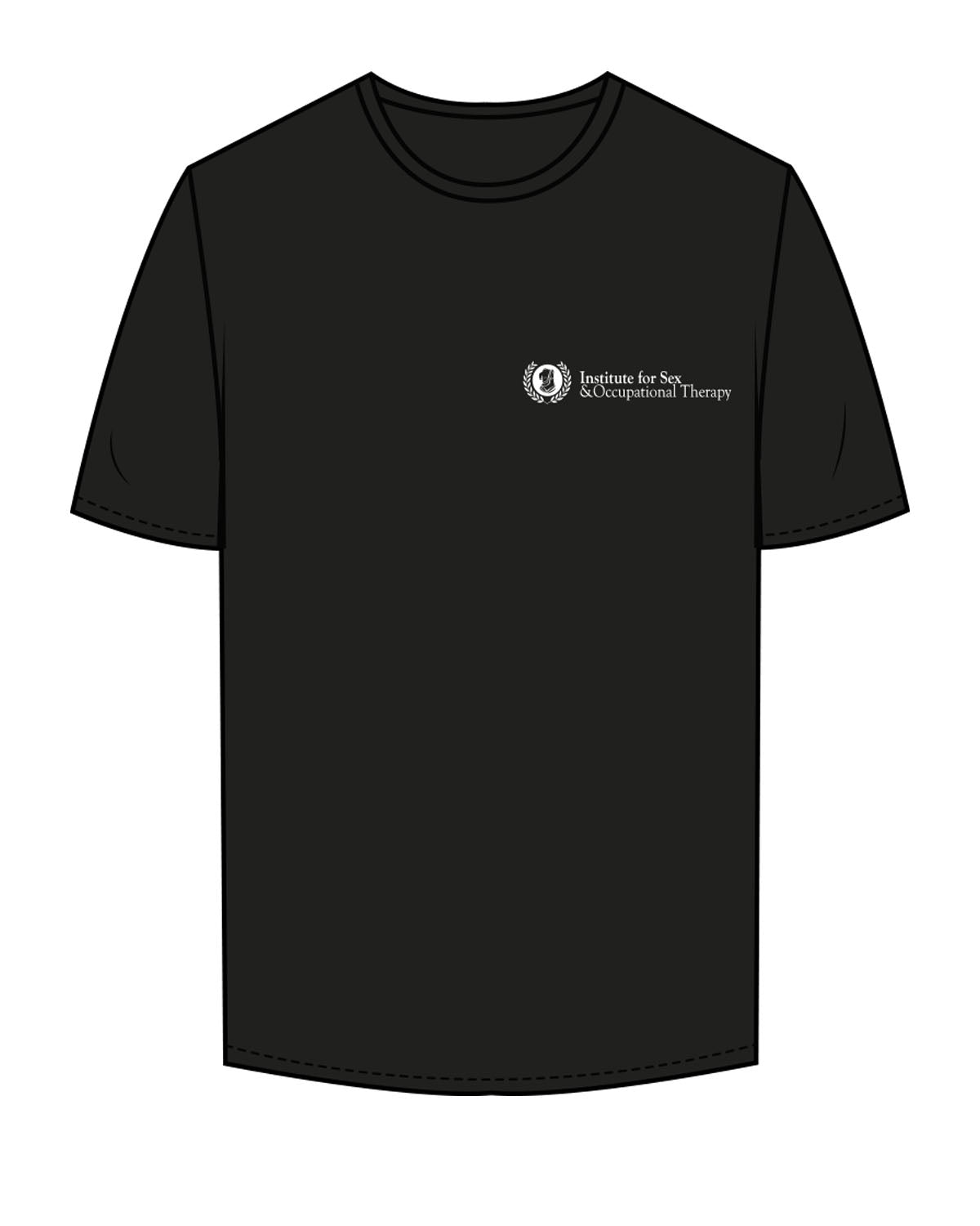 The Mens Tee - Black - Institute 4 Sex & Occupational -  Left Chest & Full Back - Cream - F4F1E9