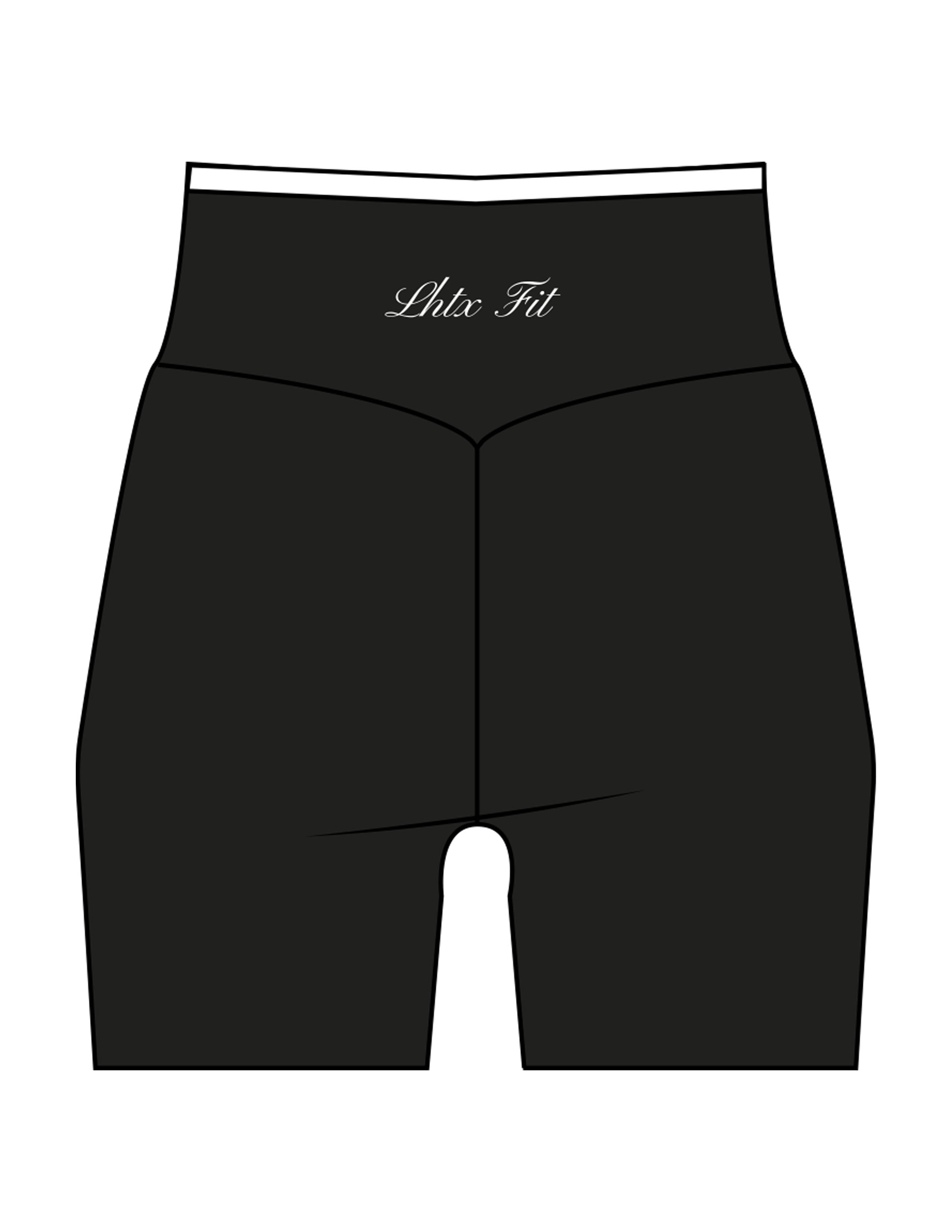 The Piped Crossover Short - Black - LHTX Fitness - Back Waistline - Printed - White