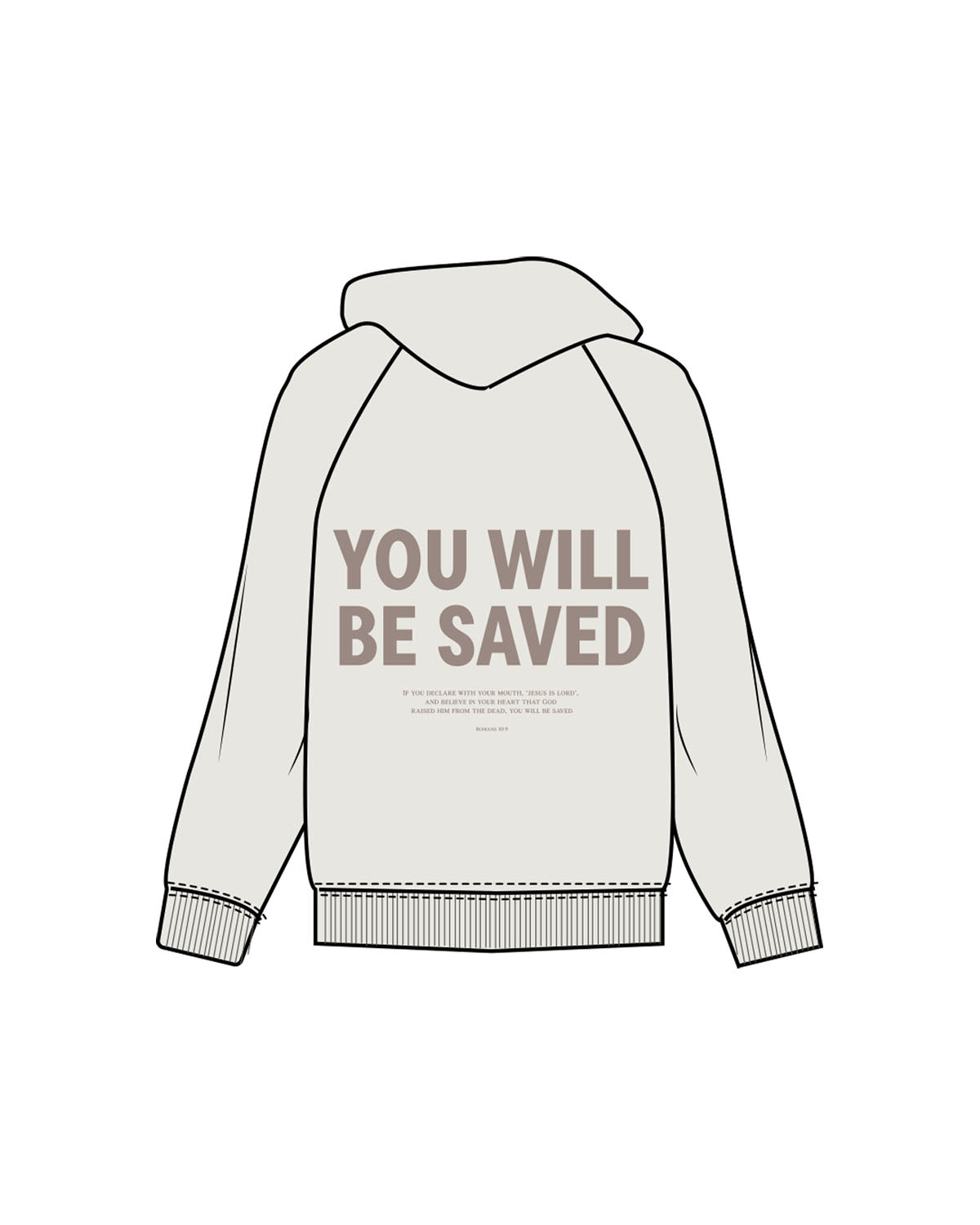 The Womens Hoodie - Washed Bone - Fed By The Fruit - Left Chest & Back Stacked - Printed - Latte