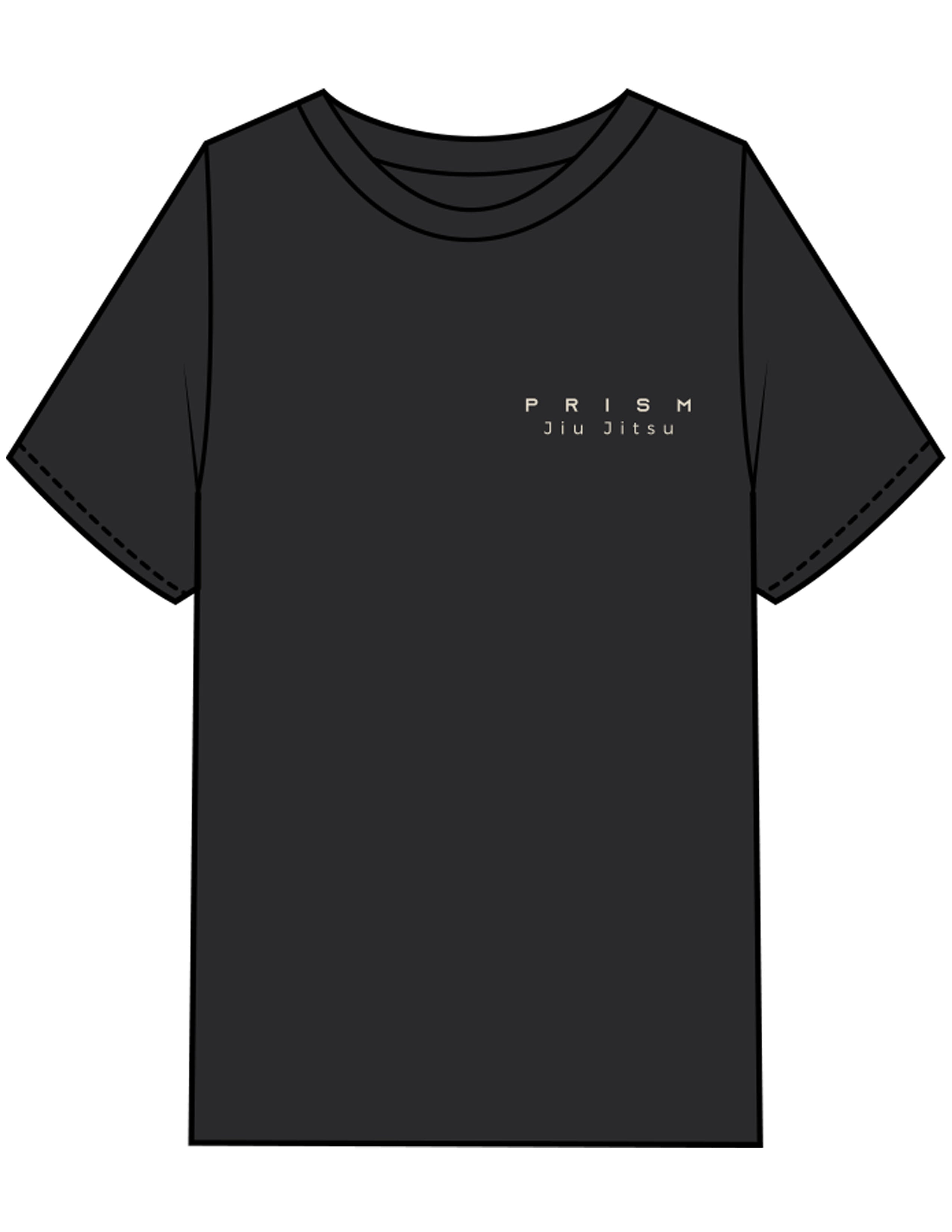 The Mens Heavyweight Tee - Black Stone - Prism Jiu Jitsu - Left Chest Stacked & Back Stacked - Printed - Bone