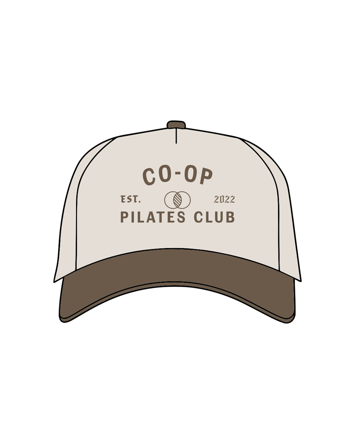 The Canvas Cap - Natural / Walnut - Co-Op Pilates - Center Crown Stacked - Printed - Walnut