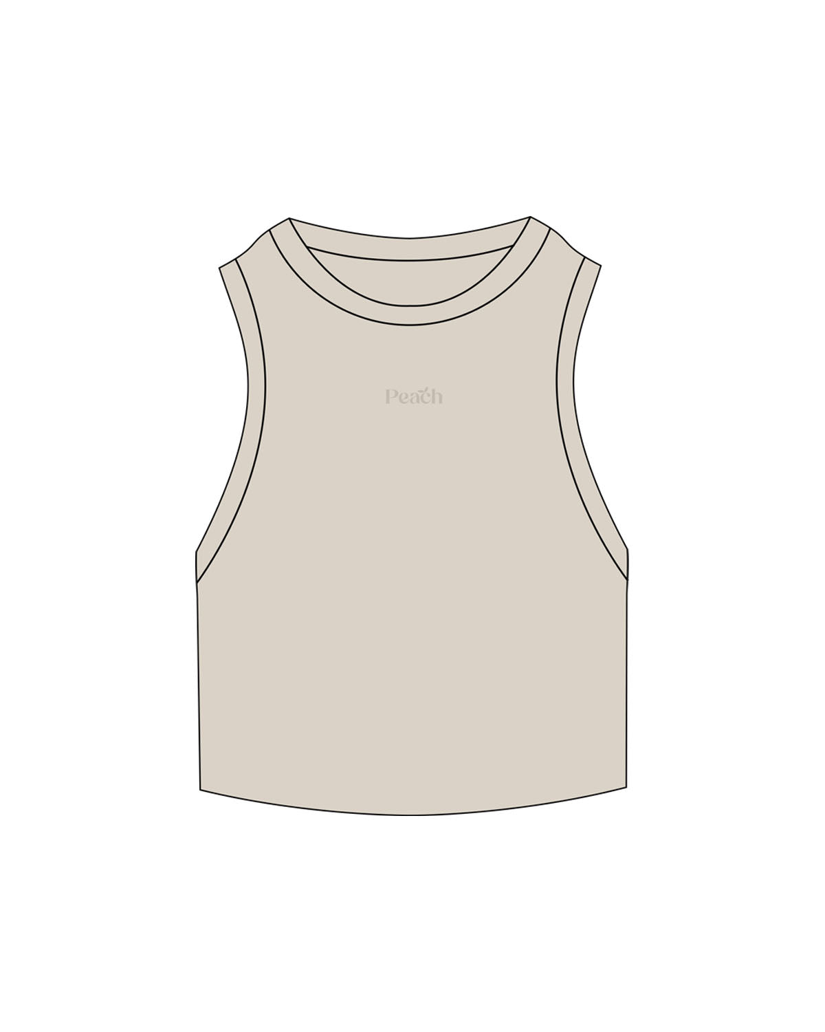 The Ribbed Crop Tank - Bone - Peach F.L - Center Chest - Embroidered - Tone on Tone