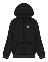 The Womens Zip Hoodie - Black - Higher Ground - Left Chest Eye & Back Pyramid Stacked - Printed - White