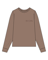 The Unisex Midweight Long Sleeve - Espresso - 513 Coffee - Left Chest & Back Neckline - Printed - Tone on Tone